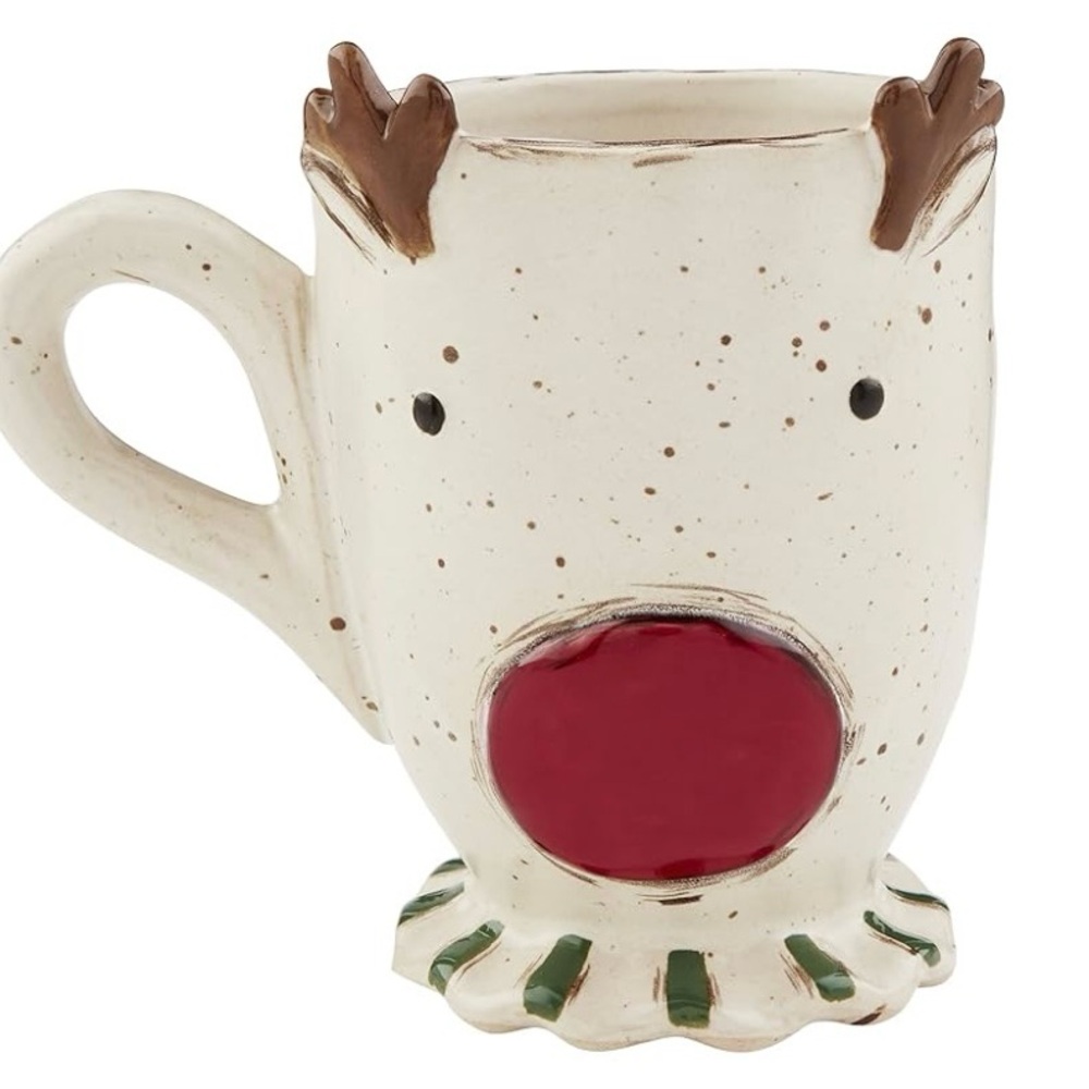 Festive Mud Pie Large Farmhouse Reindeer Pedestal Coffee Mugs